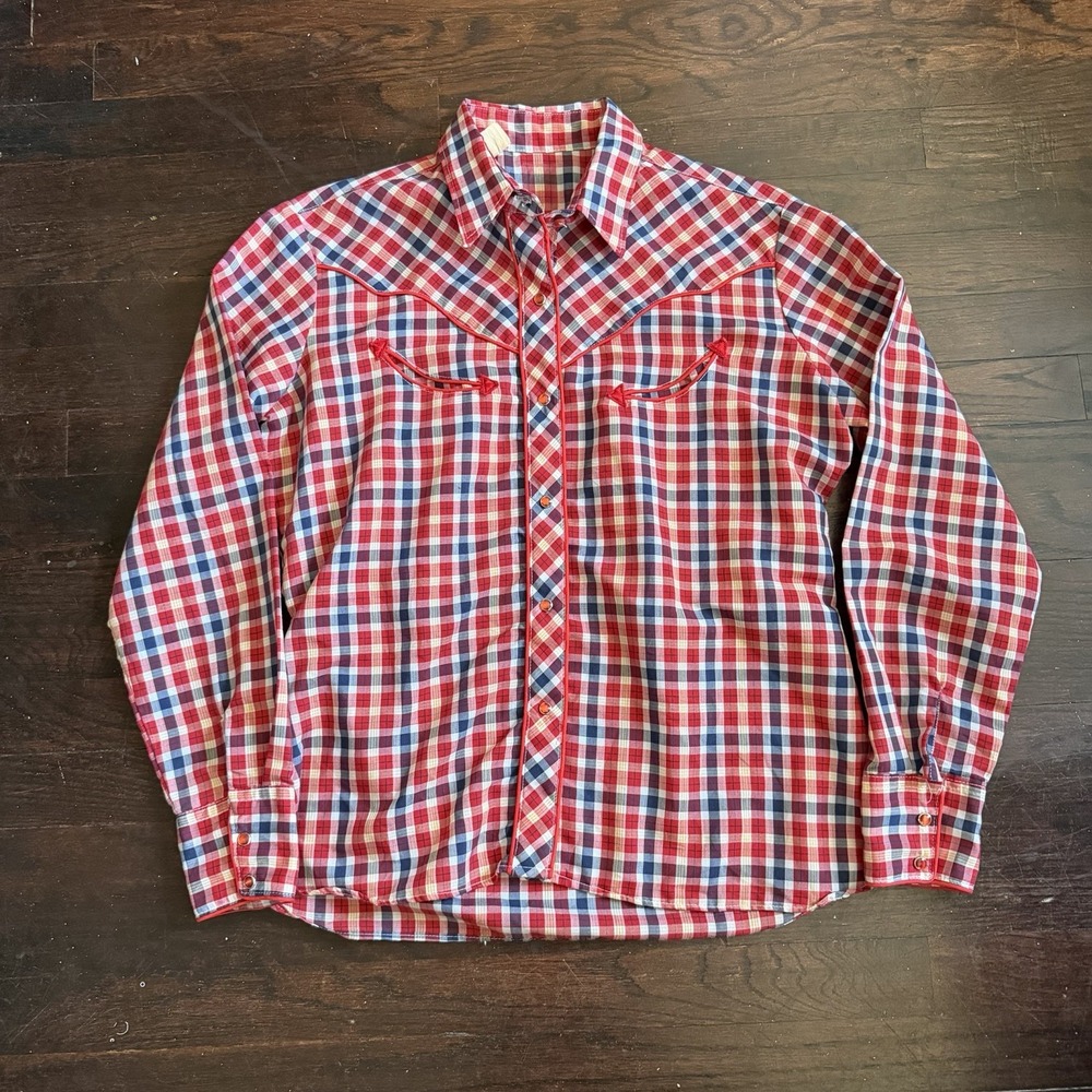Vintage Womens Western Shirt Ruby Snap Button Size 10 70s 80s